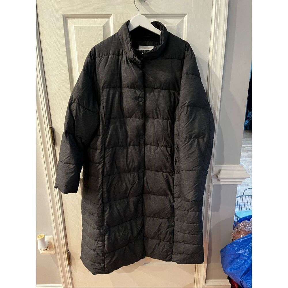 Polydeer Black Quilted Puffer Coat Hidden Zipper sz XXL NWOT